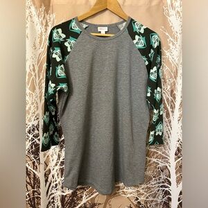LuLaRoe Large Vampire Gray Baseball Shirt